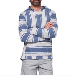 Faherty Blue and Cream Striped Hoodie